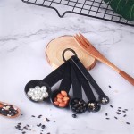 Set of 10 pieces of plastic spoons for weighing, black color